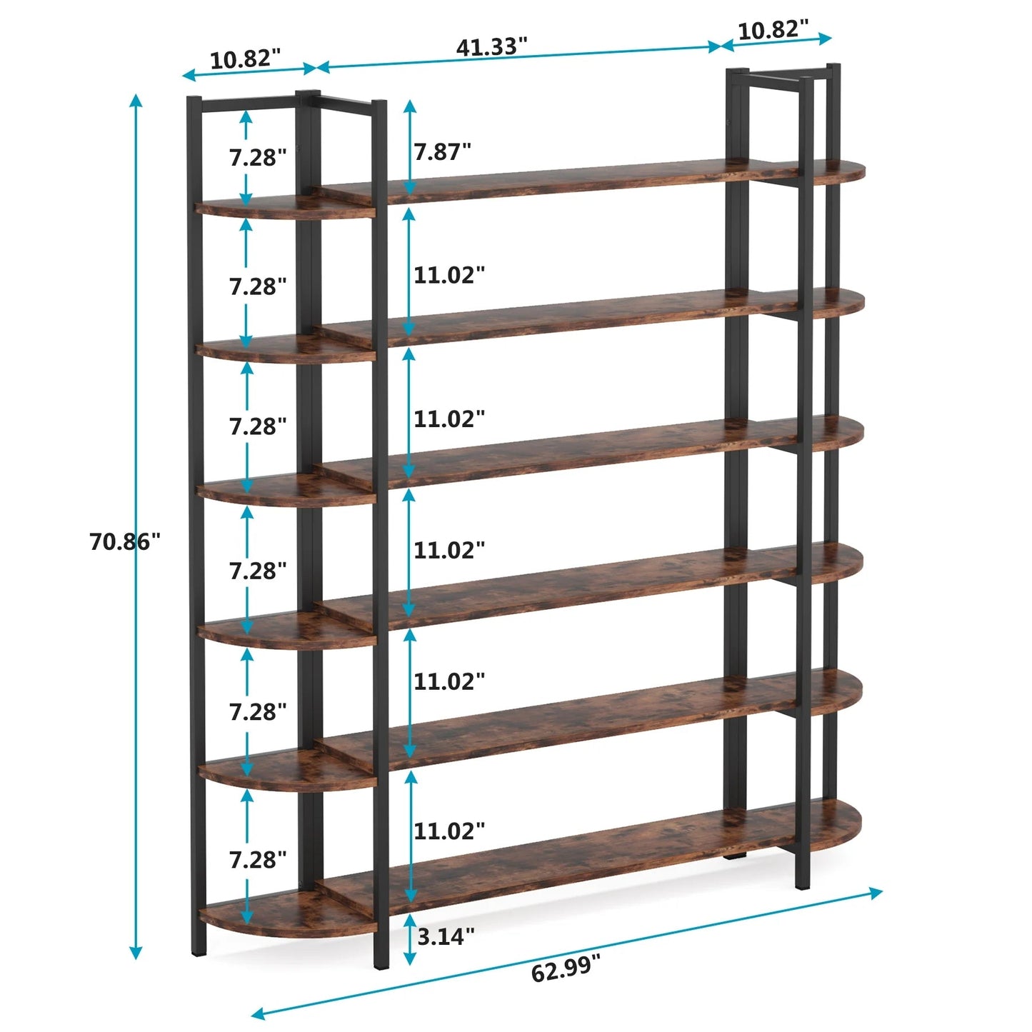 Tribesigns Triple Wide 6-Shelf Bookshelves , 6-Tier Large Etagere Bookcase