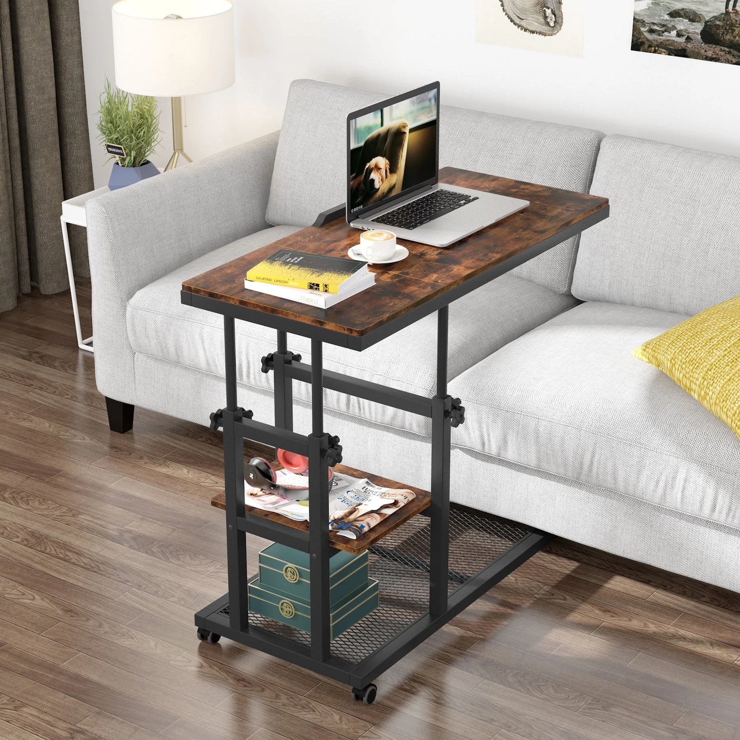 Tribesigns C Table, Mobile Snack Side Table with Tiltable Drawing Board