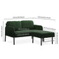 Green L-Shaped 2 Seater Sofa with Ottoman, Modern Polyester Fabric Loveseat Sofa, Comfy Small Couches for Small Space Living Room, Bedroom, Office, Apartment