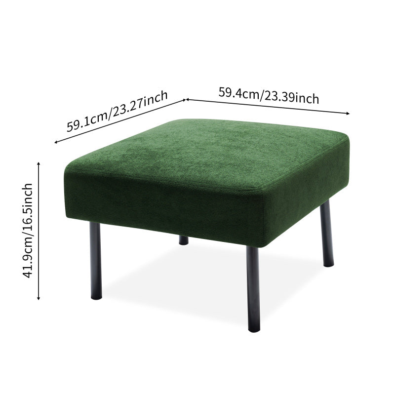 Green L-Shaped 2 Seater Sofa with Ottoman, Modern Polyester Fabric Loveseat Sofa, Comfy Small Couches for Small Space Living Room, Bedroom, Office, Apartment
