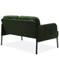 Green L-Shaped 2 Seater Sofa with Ottoman, Modern Polyester Fabric Loveseat Sofa, Comfy Small Couches for Small Space Living Room, Bedroom, Office, Apartment