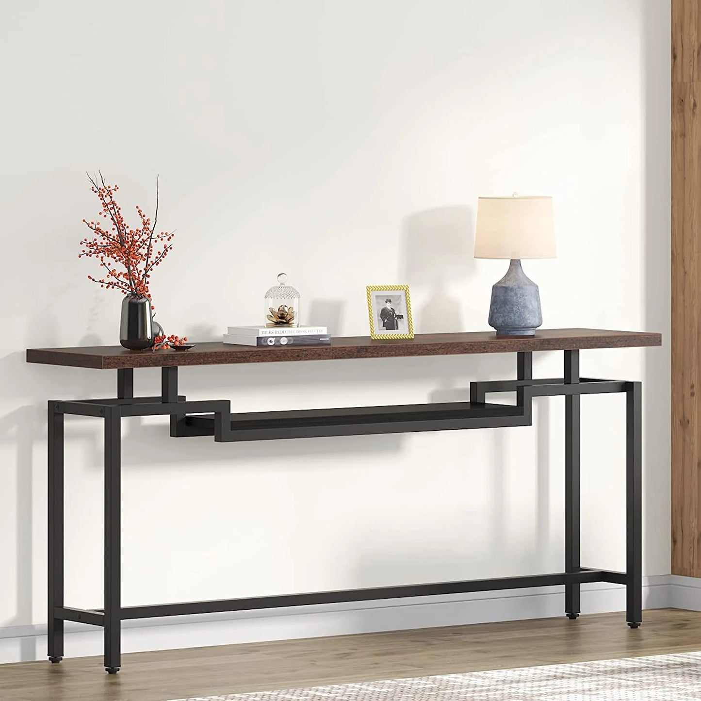Tribesigns Console Table, 70" Sofa Table with 2 Tier Storage Shelves