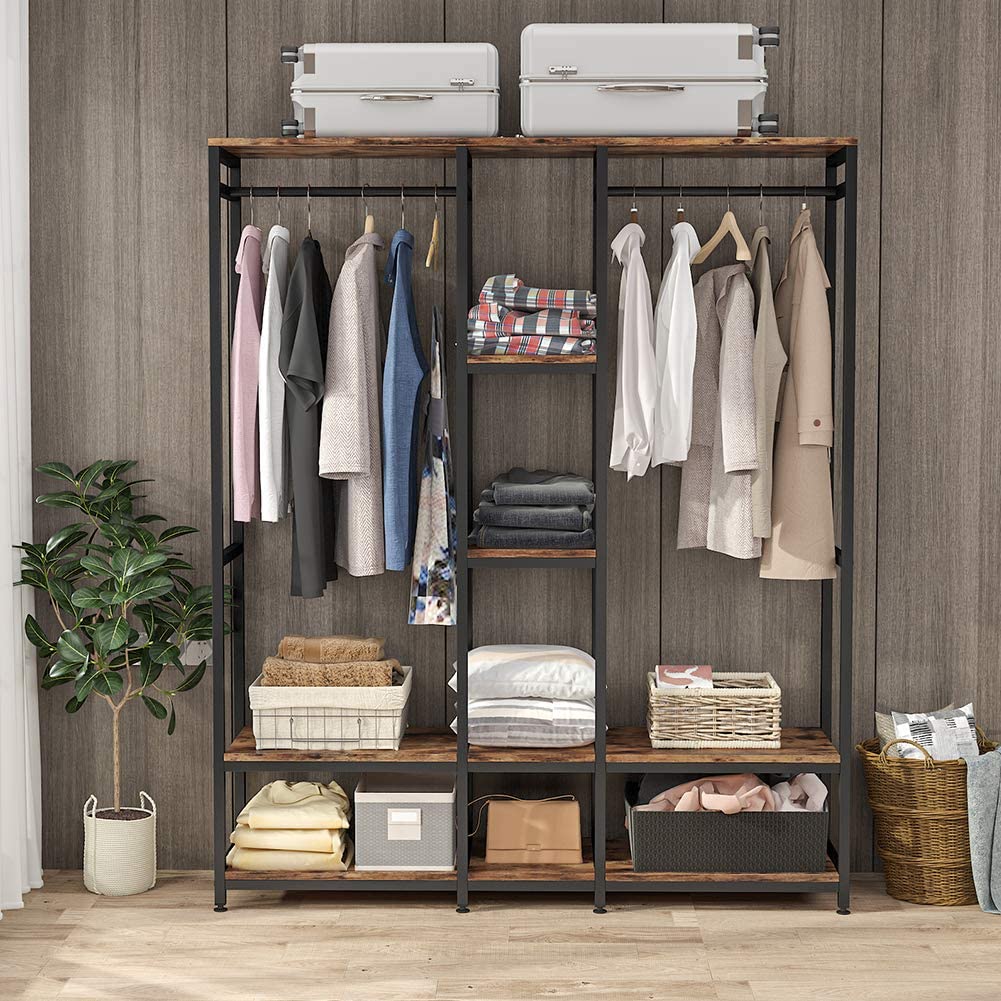 Tribesigns Freestanding Closet Organizer, Double Rod Clothes Rack