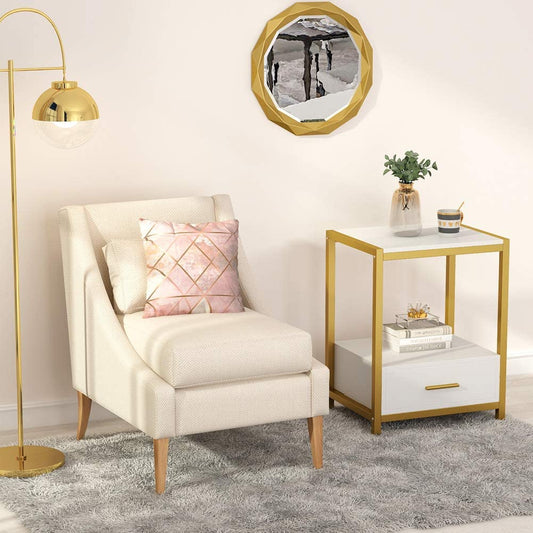 Tribesigns Nightstands, End Side Table with Drawer & Storage Shelf