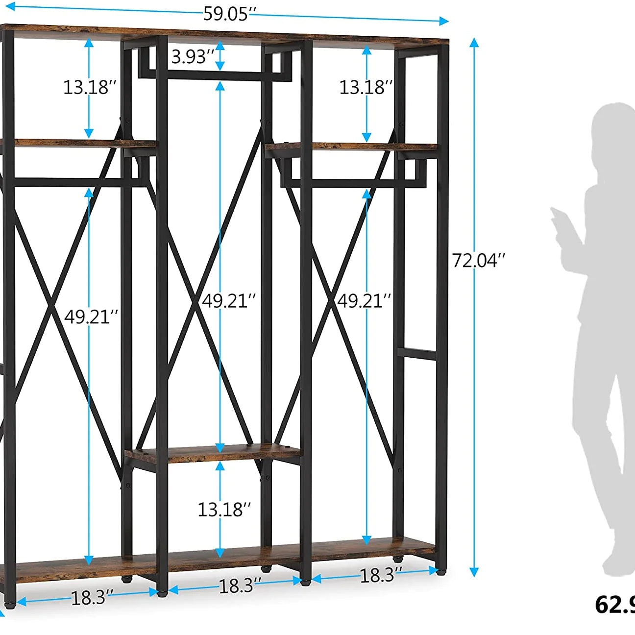 Tribesigns Freestanding Closet Organizer, Industrial 3 Rod Garment Rack