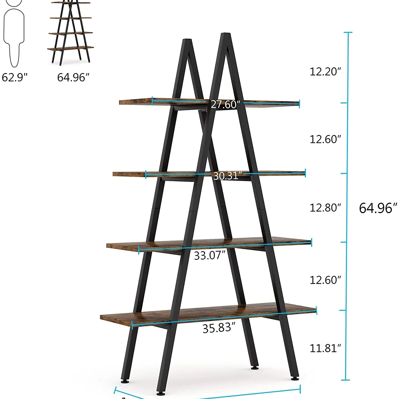Tribesigns Bookshelf, A-Shaped Bookcase 4-Tier Ladder Display Shelves