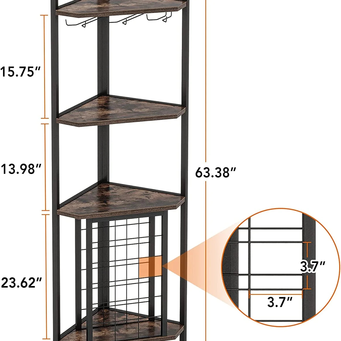 Tribesigns Wine Rack, 4 Tier Corner Shelf with Glass Holder