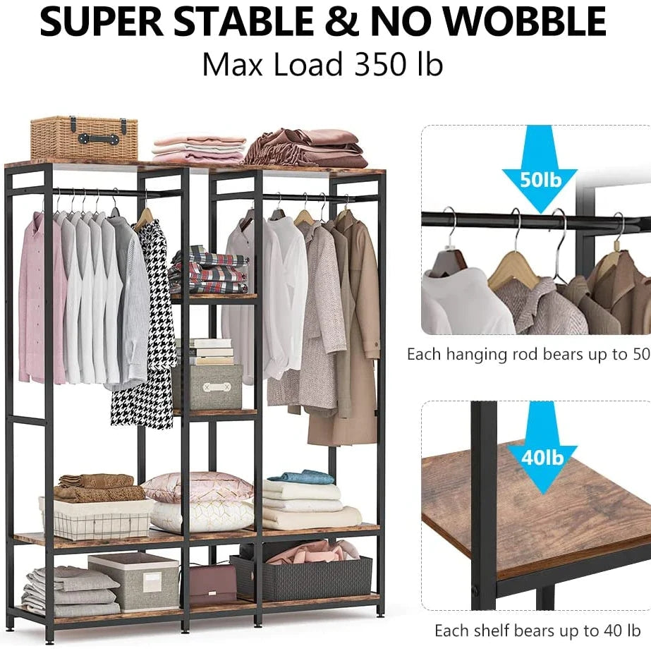 Tribesigns Freestanding Closet Organizer, Double Rod Clothes Rack
