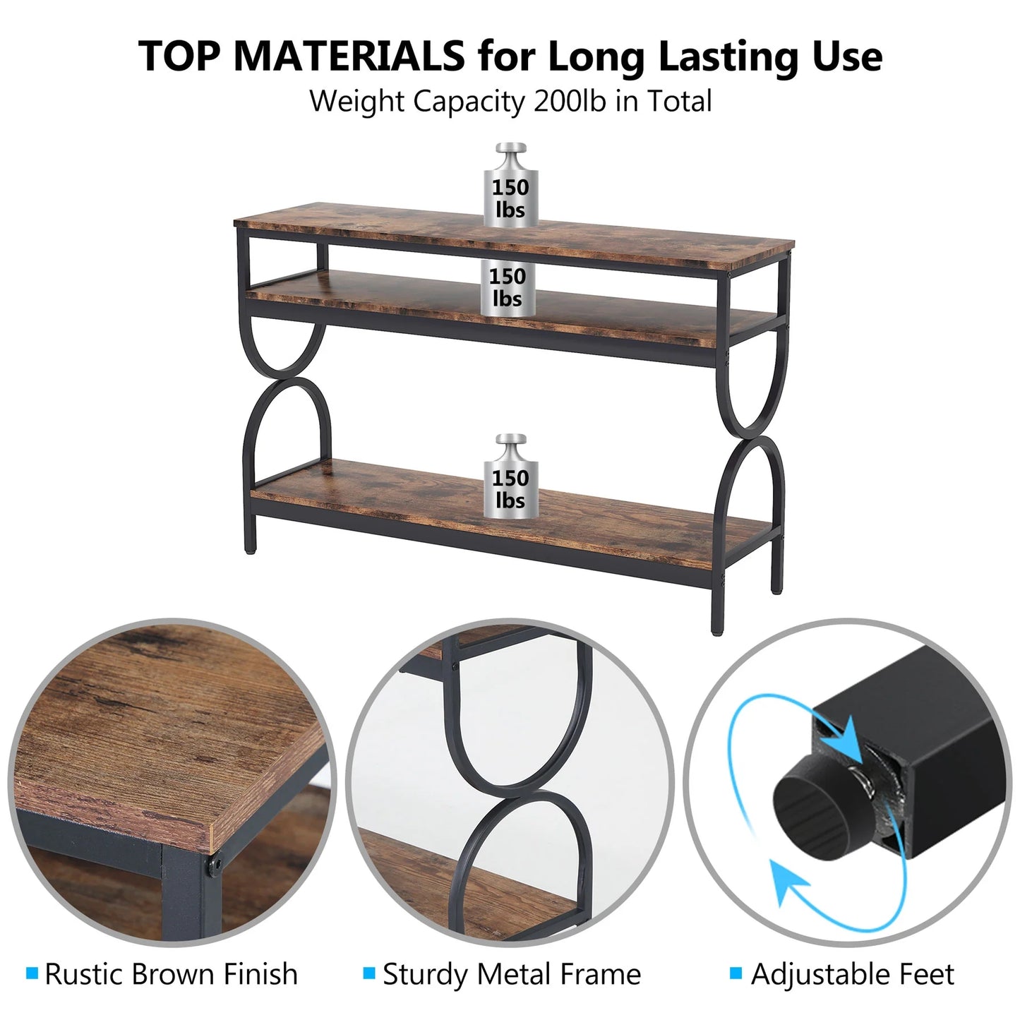 Tribesigns Console Table, 55" Sofa Table with 3-Tier Storage Shelves