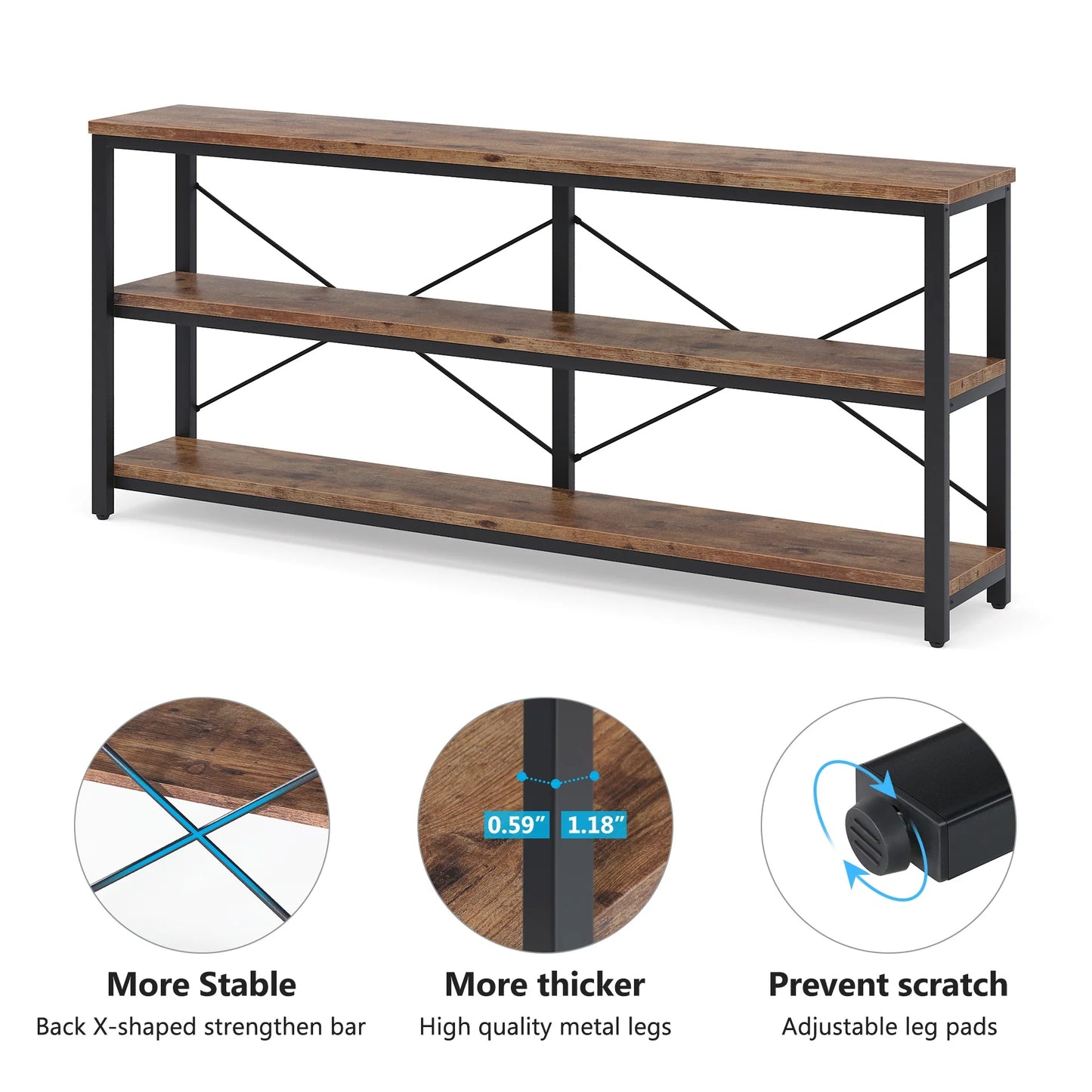 Tribesigns Sofa Table, 3 Tiers TV Stand Console Table