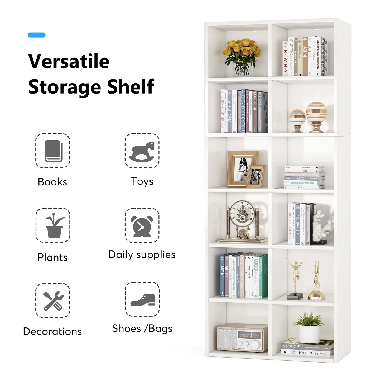 Tribesigns Bookcase, 70.9" Modern Bookshelf with 12 Cube Storage