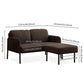 Brown L-Shaped 2 Seater Sofa with Ottoman, Modern Polyester Fabric Loveseat Sofa, Comfy Small Couches for Small Space Living Room, Bedroom, Office, Apartment