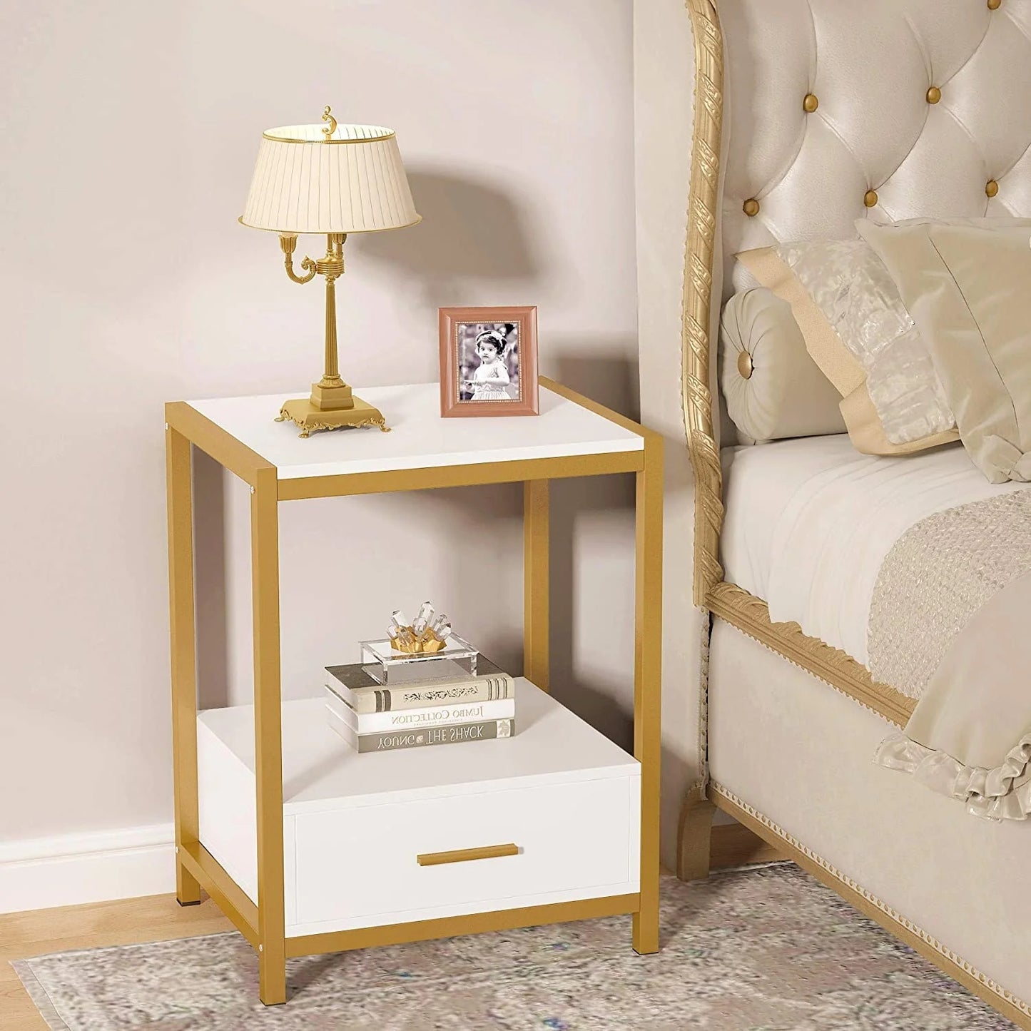 Tribesigns Nightstands, End Side Table with Drawer & Storage Shelf