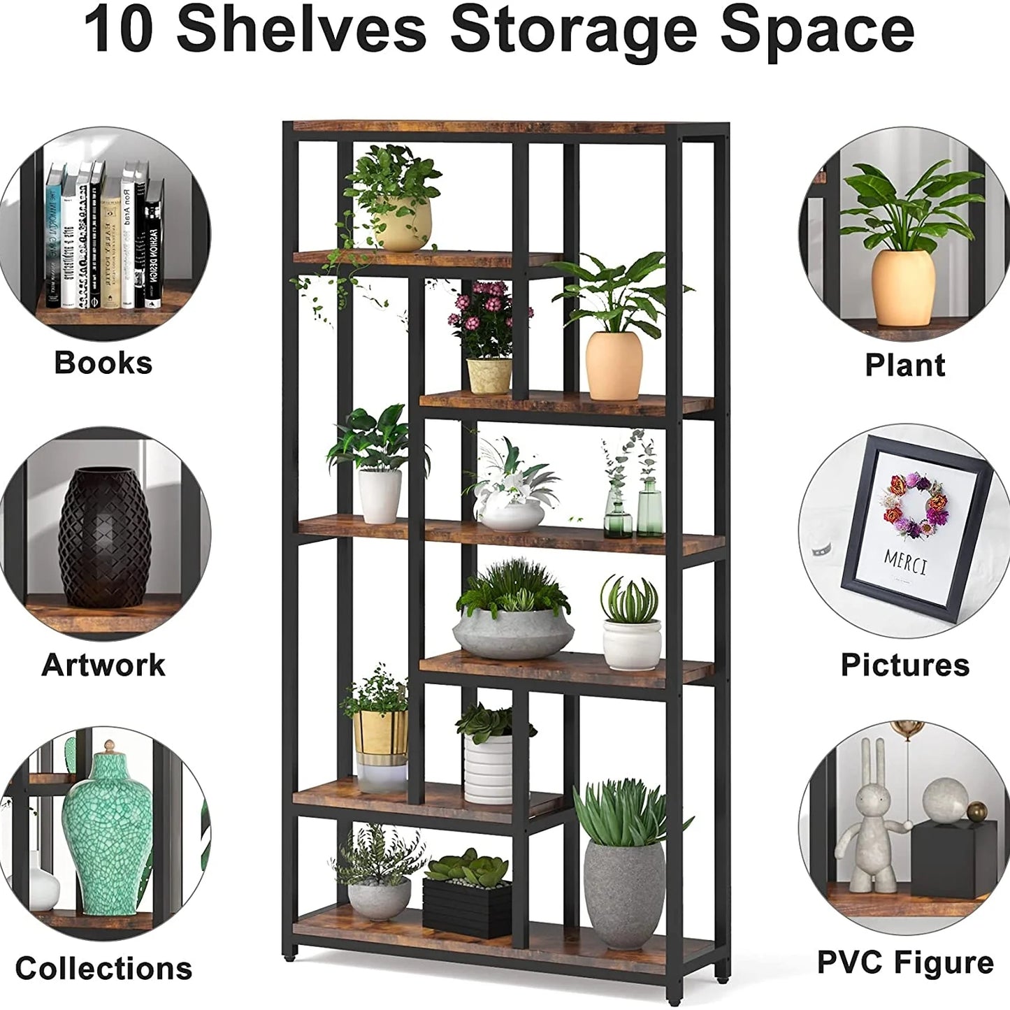 Tribesigns Bookcase, 79" Tall Bookshelf, 7-Tier Open Display Shelves