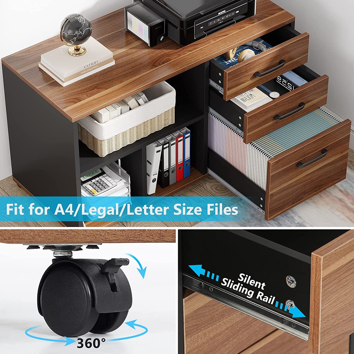 Tribesigns L-Shaped Desk, 70.8" Executive Desk with 35.4" File Cabinet