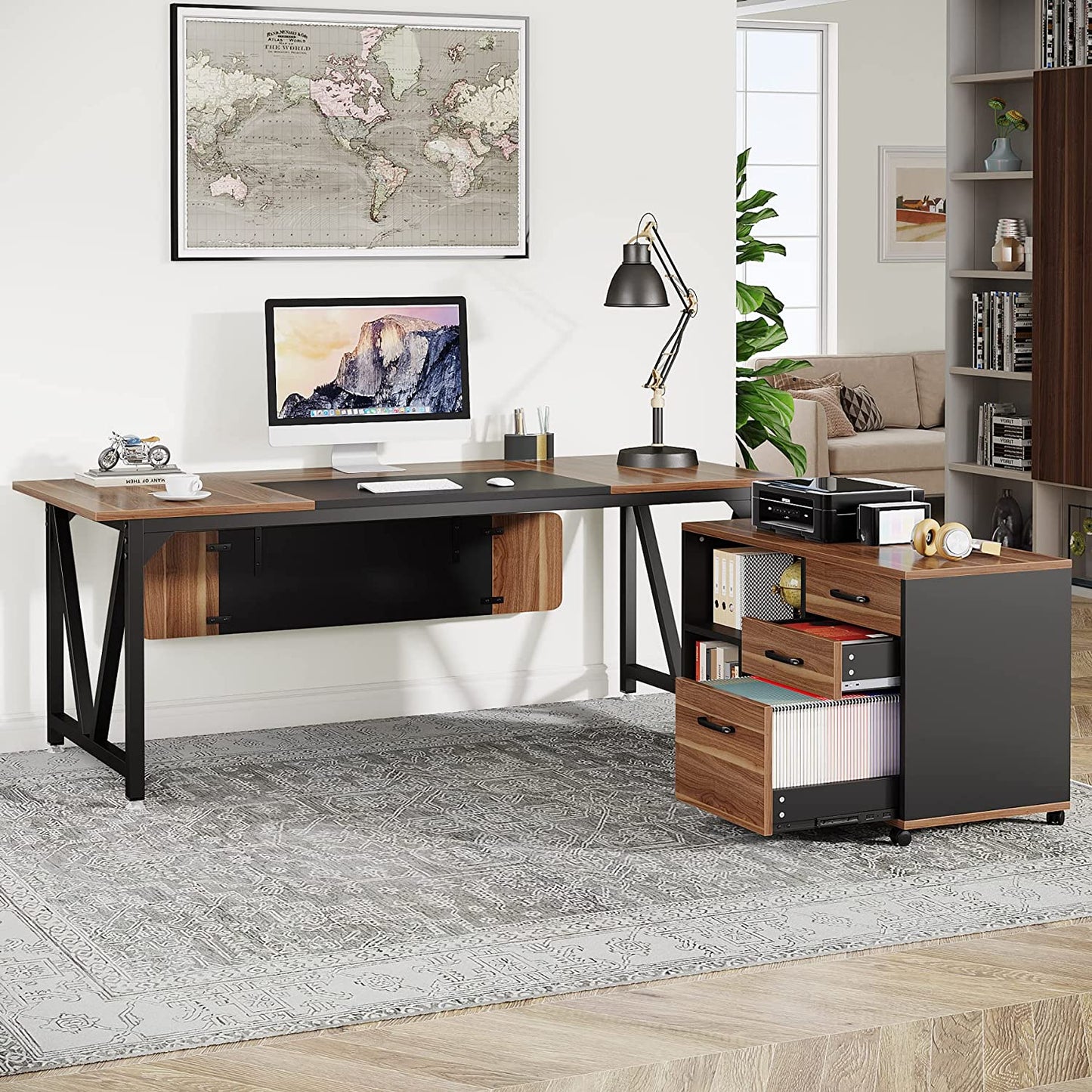 Tribesigns L-Shaped Desk, 70.8" Executive Desk with 35.4" File Cabinet