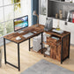 Tribesigns L Shaped Desk with Drawer Cabinet, 47 Inch Corner Desk