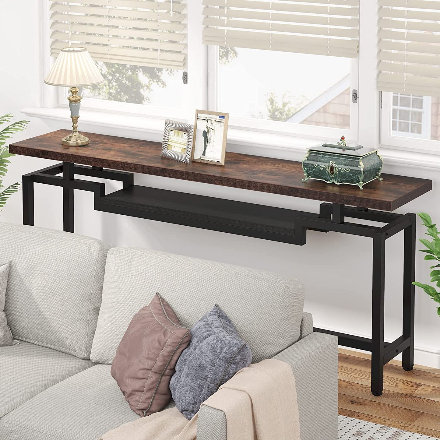 Tribesigns Console Table, 70" Sofa Table with 2 Tier Storage Shelves