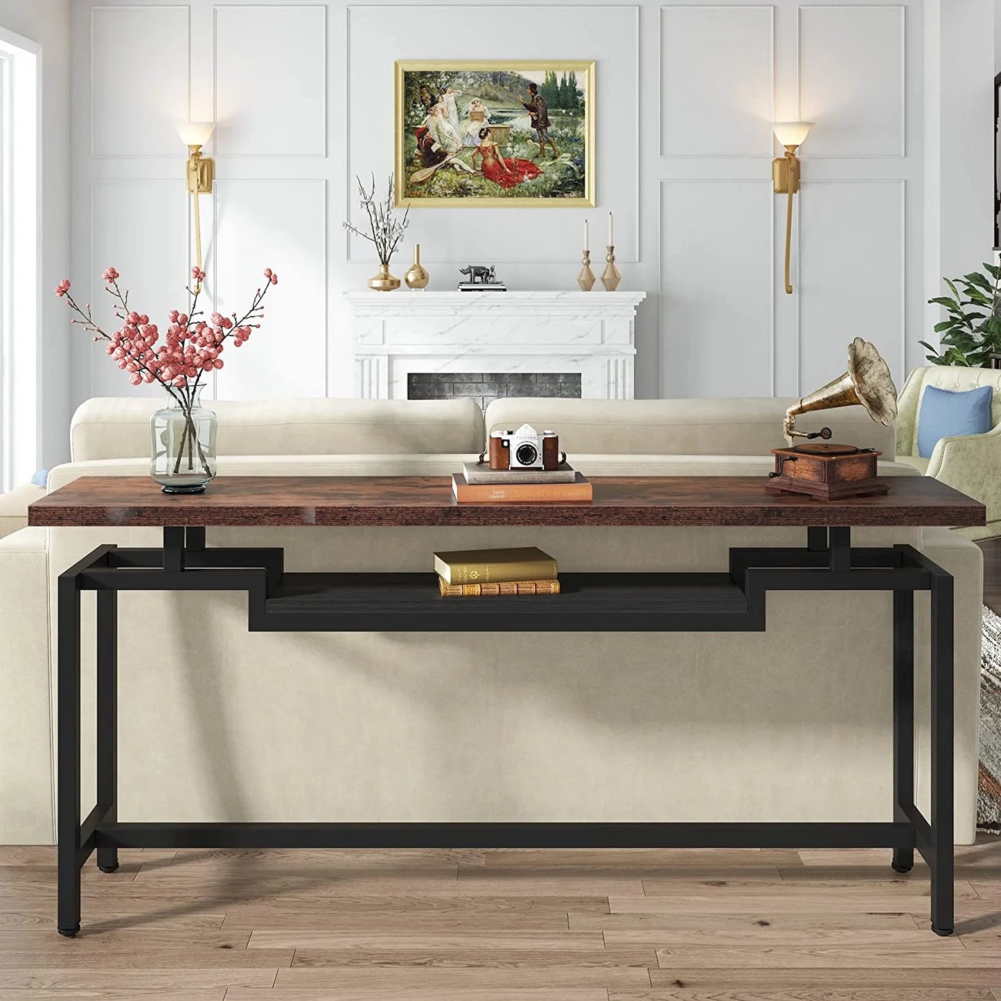 Tribesigns Console Table, 70" Sofa Table with 2 Tier Storage Shelves