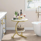 Tribesigns End Table, 2-Tier Round Faux Marble Sofa Side Table