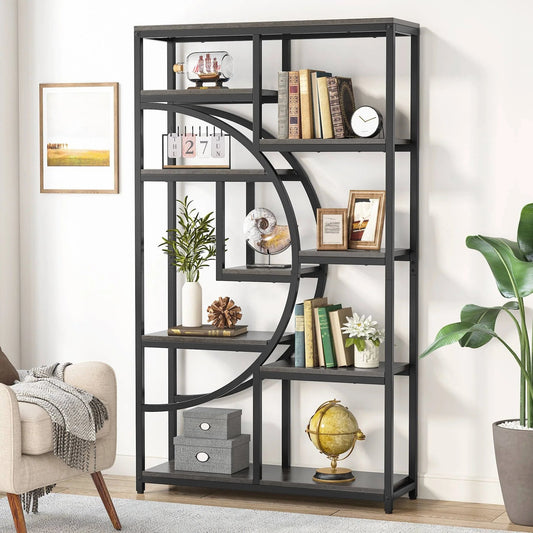 Tribesigns Bookshelf, Industrial 5 Tier Etagere Bookcase Display Shelf