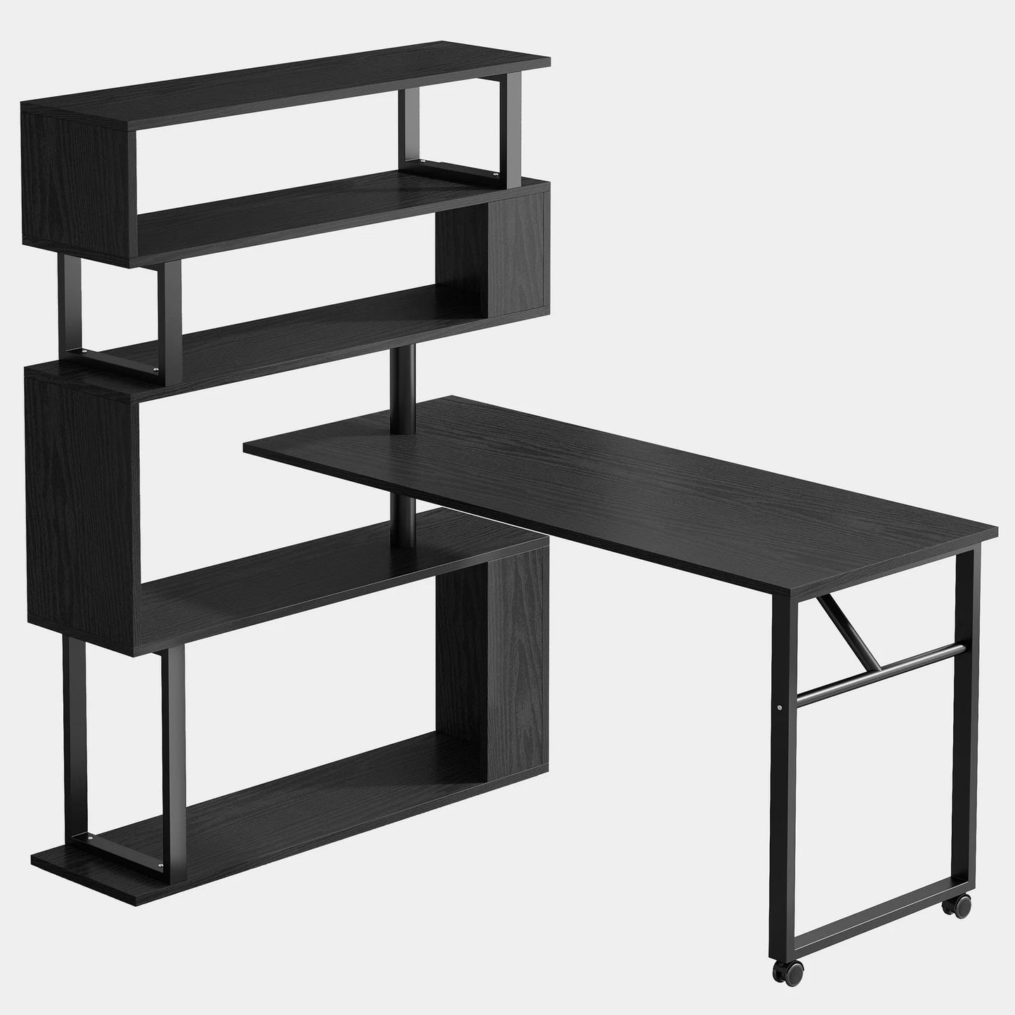 Tribesigns Rotating Desk, Reversible Computer Desk with 5 Shelves