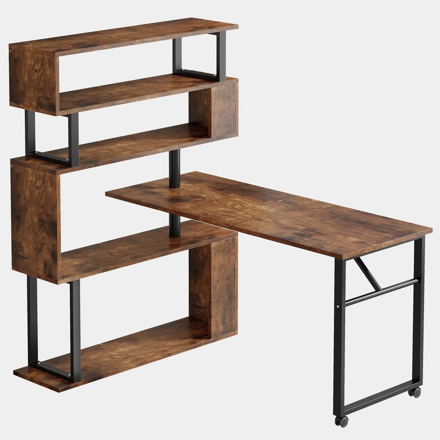Tribesigns Rotating Desk, Reversible Computer Desk with 5 Shelves