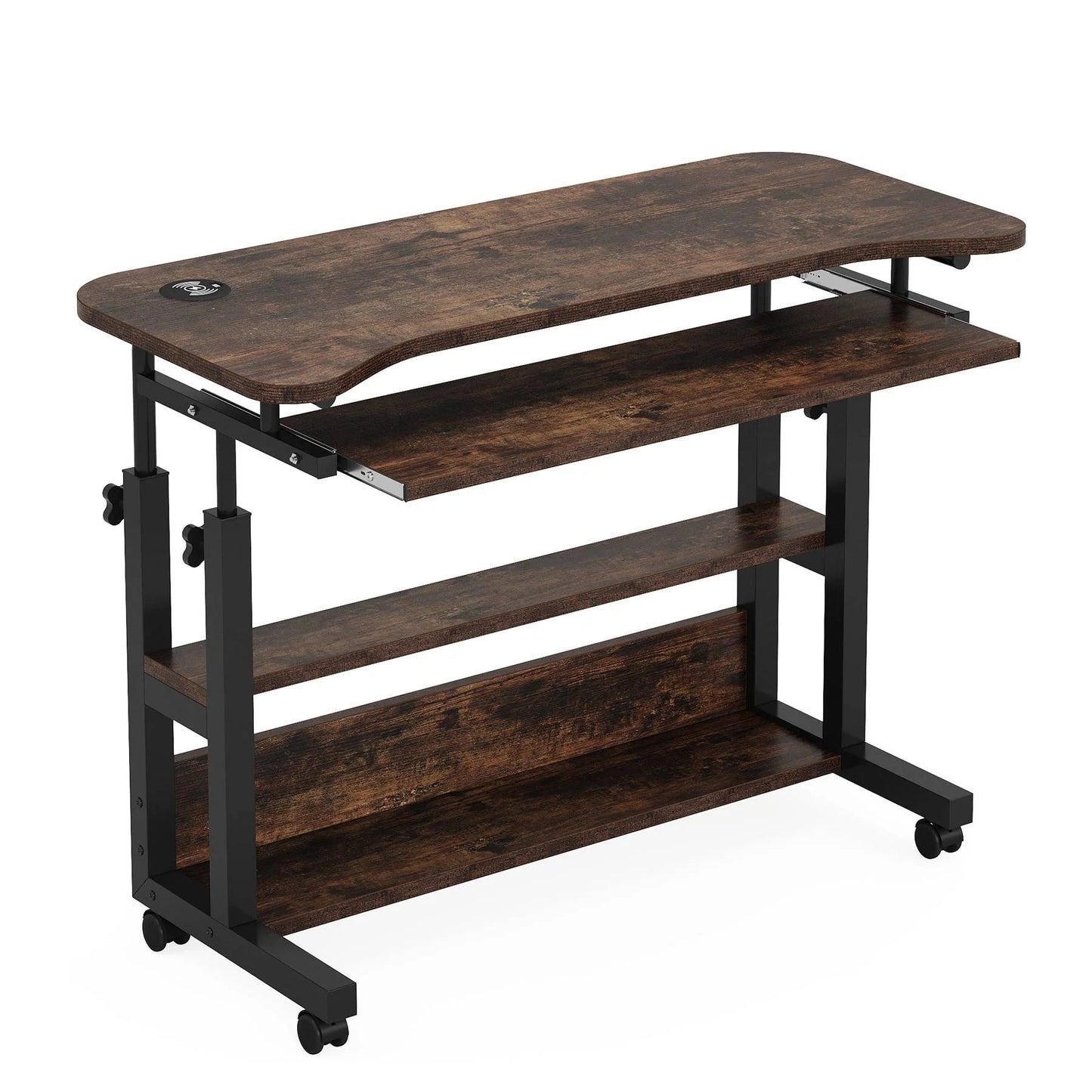 Tribesigns Height Adjustable Desk, Mobile Portable Desk with Wireless Charging Station