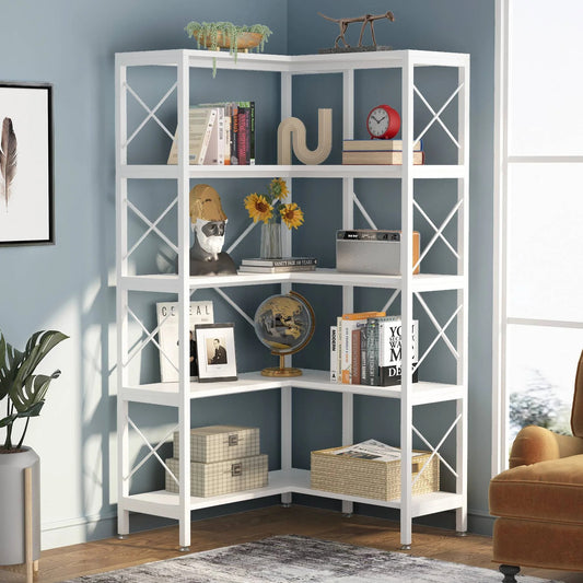 Tribesigns Corner Bookshelf, 5-Shelf Corner Etagere Bookcase, Corner Display Rack