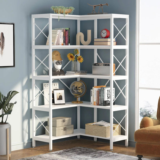 Tribesigns Corner Bookshelf, 5-Shelf Corner Etagere Bookcase, Corner Display Rack