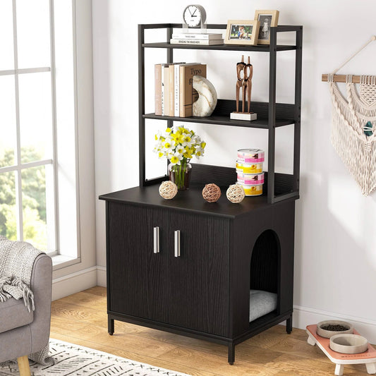 Tribesigns Cat Litter Box Enclosure, Industrial Cat Cabinet with Shelves