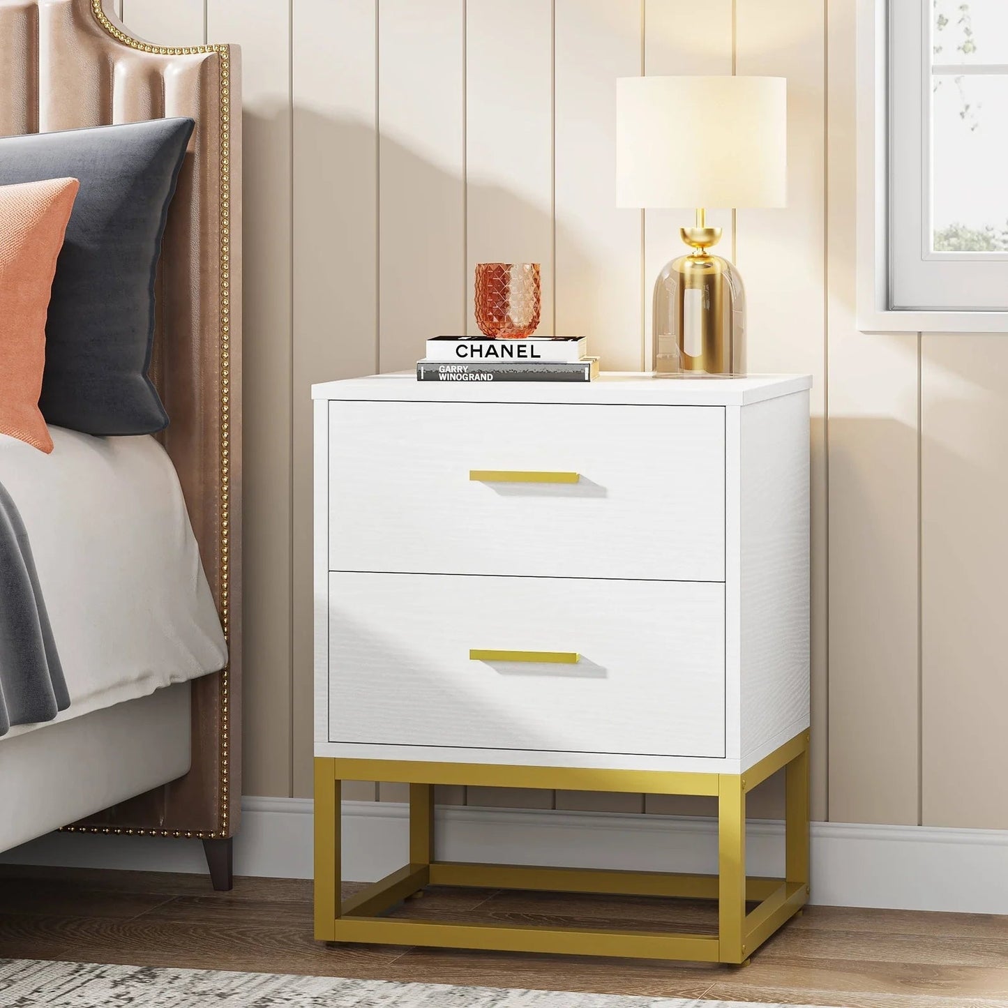 Tribesigns Nightstand, Modern Sofa Side Table, 2 Drawers End Table