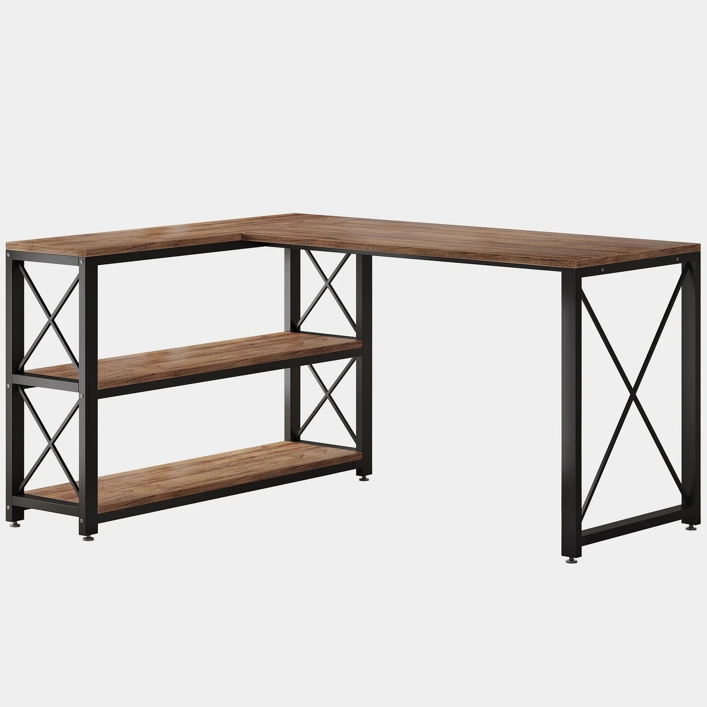 Tribesigns L-Shaped Desk, Reversible Corner Computer Desk with Shelves