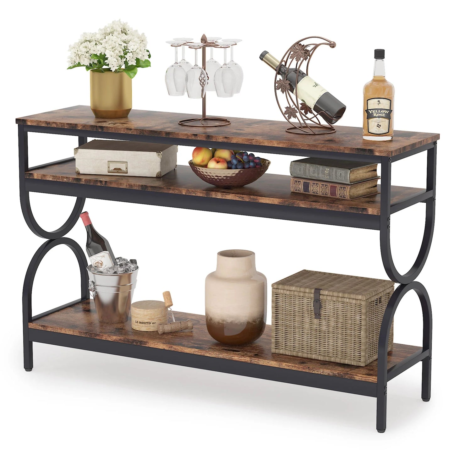 Tribesigns Console Table, 55" Sofa Table with 3-Tier Storage Shelves